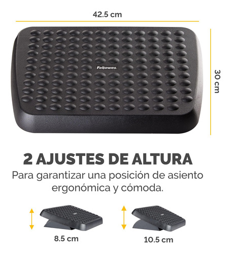Reposapiés Ajustable Grafito 45 Cm Ancho 33 Cm Profundidad 9