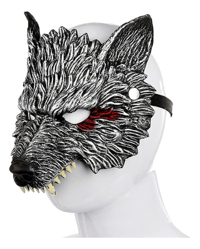 Máscara Animal Lobo Plateado Purga Espuma Disfraz Halloween