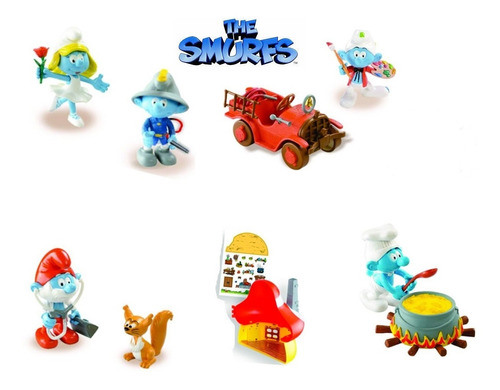 Smurfs Coleção 5 Bonecos + Casa - Smurfette Papai Smurfs