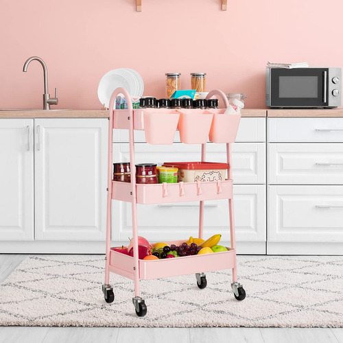 Carrito Organizador Multiusos 3 Niveles Metálico Con Ruedas