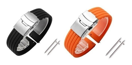 Kit Pulseiras Deployant Compatível Com Amazfit Gtr 4 A2166 Cor Preto-Laranja