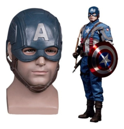 Máscara De Halloween De Látex Con Casco De Capitán América