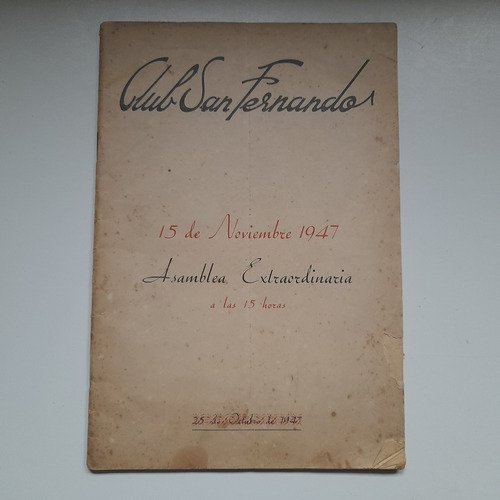 Club San Fernando 15 De Nov 1947 Asamblea Extraordinaria 