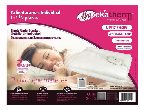 Calientacamas 1.5 Plazas 170x90 Cm Pekatherm