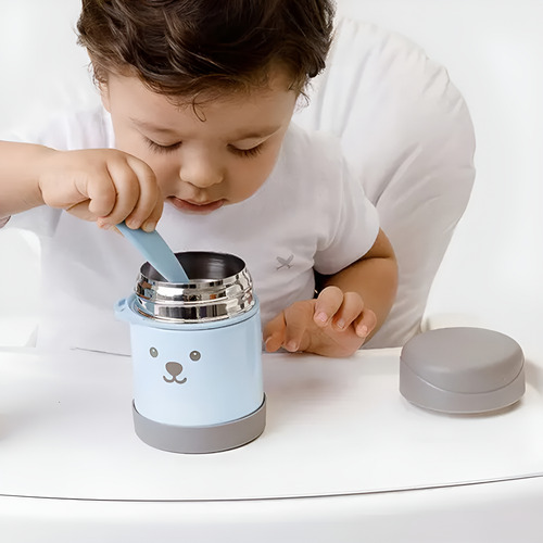 Pote Térmico Com Talher Infantil Gumy Azul 320 Ml Buba
