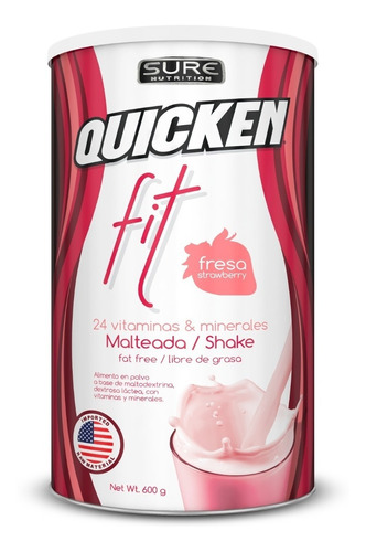 Malteada Quicken Fit Fresa 900g