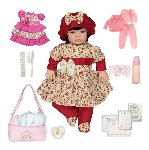 Boneca Reborn Tipo Baby Alive Morena Realista Linda 23 Itens