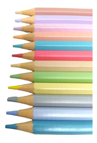 Lapices De Colores Pastel Mina Resistente Util Uno X 12