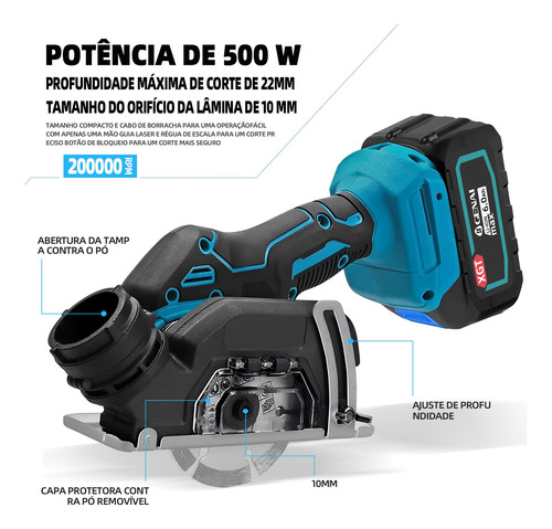 Mini Serra De Corte 5 Em 1 Portatil 68v Sem Fio 2 Baterias