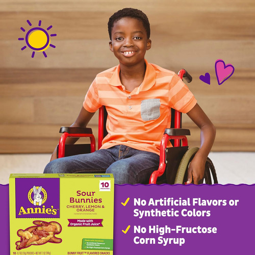 Annie's Sour Bunnies Snacks Con Sabor A Fruta, Sabores De Ce