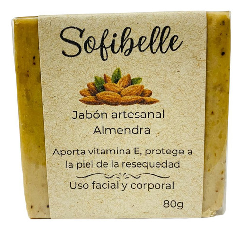 Jabón Artesanal Almendra Con Vainilla 80gr, 100% Vegano
