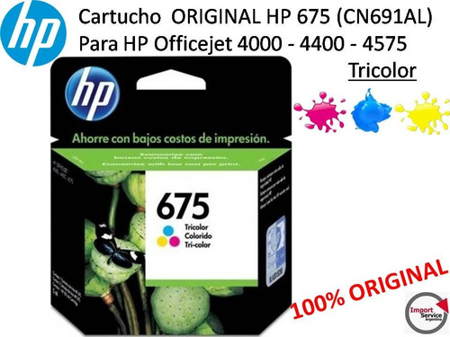 Cartucho Original Hp 675 (cn691al) P/hp Officejet / Tricolor