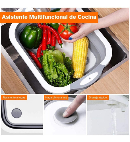 Imagen 4 de 7 de Tabla Para Picar Cortar Alimentos Plegable Expansible 3 En 1