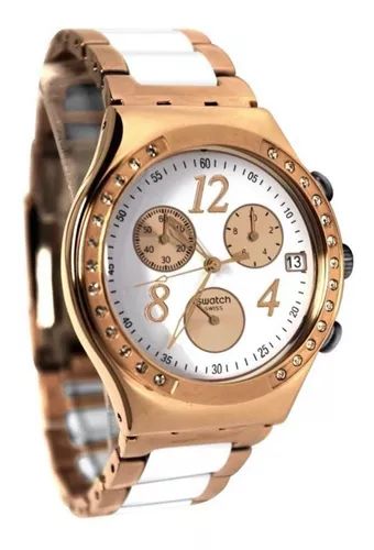 Reloj Swatch Mujer Rose Dreawhite Irony Ycg406g Malla Acero