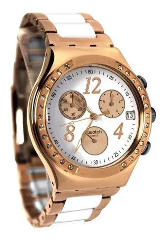 Reloj Swatch Mujer Rose Dreawhite Irony Ycg406g Malla Acero