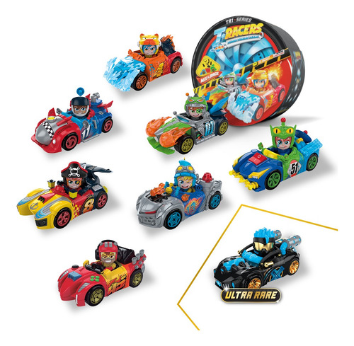 Imagen 2 de 7 de T-racers Auto Carrera Vehiculo Turbo + Figura Sorpresa Colec