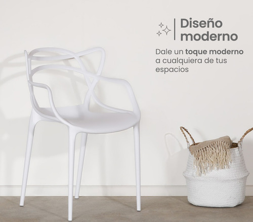 Silla Plastico Reforzada Apilable Comedor Exterior Jardin Color Blanco Smart Tech HY-01