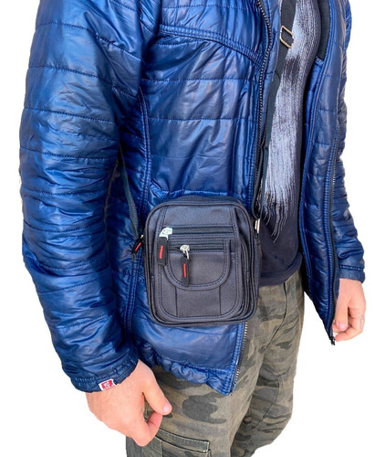 Pochete Masculina Shoulder Bag Bolsa Transversal Pc01 Cor Preto
