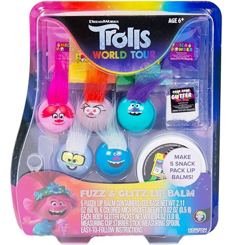 Trolls World Tour Fuzz &amp; Glitz Lip Balm Set Por Horizon.