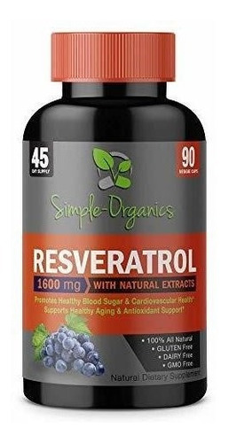 Resveratrol 1600 Mg Antioxidantes Potentes, Simple Organics