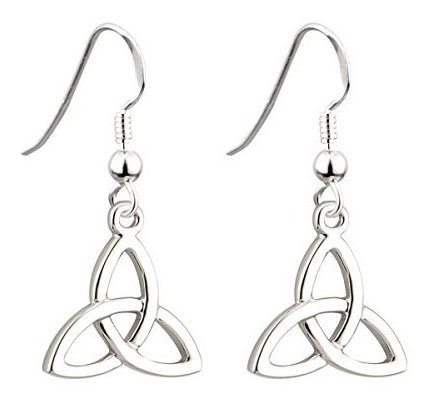 Aretes Anzuelo - Pendientes Trinity Knot, Chapados En Rodio,