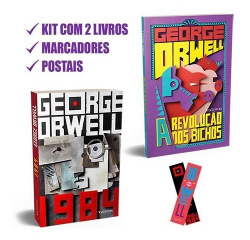 George Orwell - 1984 + A Revolução Dos Bichos: Kit Com 2 Livros, Postais E Marcadores, De Orwell, George. Editora Via Leitura, Capa Mole Em Português