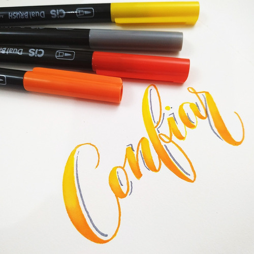 Caneta Pincel Dual Brush Aquarelável Cis 12 Cores