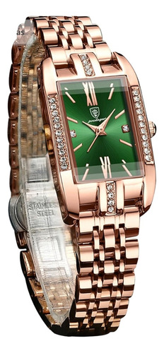 Reloj Pulsera Diamantes Mujer Verde Marino Acero Muy Fino!