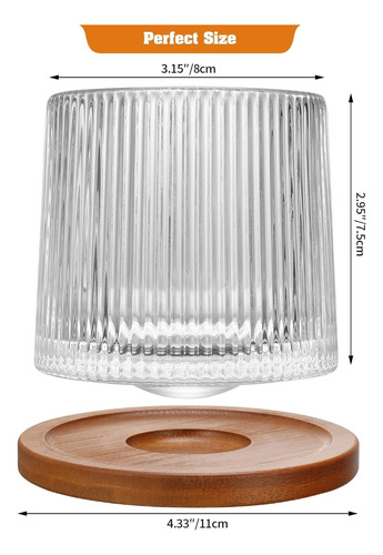 Pack 6 Vasos Whisky Giratorios Labrados C/base En Madera