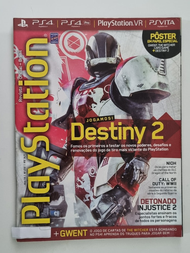 Revista Playstation 232 Destiny 2 Injustice C Pôster Duplo (Usado)