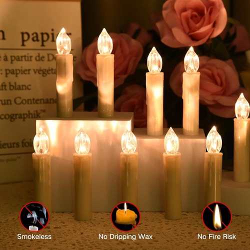 Velas Sin Llama, 12 Luces Led Parpadeantes Que Funcionan Con