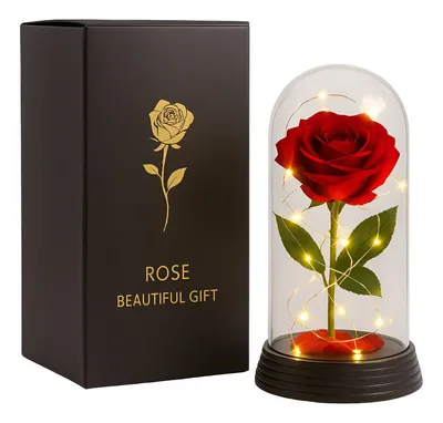 Redoma Rosa Encantada Iluminada Dia Dos Namorados Casal Led