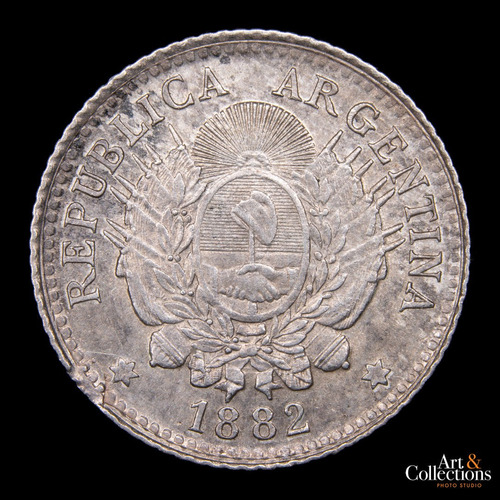 Argentina, 10 Centavos, 1882. Plata. Cj#22.1.1. Aunc