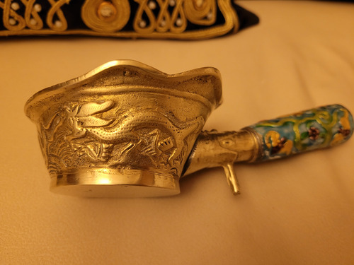 Dragón Cloisonné Plancha Carbón Bronce Reliquia Orfebre Arte (Usado)