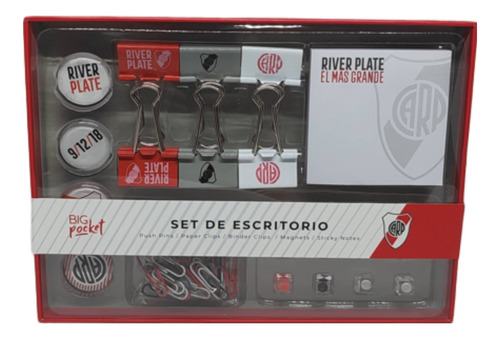 Set De Escritorio River Plate Sticky Notes Ganchos Imanes