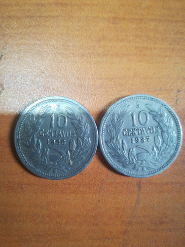 Dos Monedas De 10 Centavos Chilena De 1936 1937