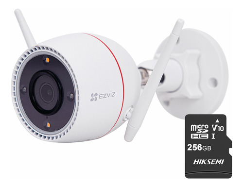 Ezviz Cámara De Seguridad C3TN3-PLUS-256 Tipo Bala Ip 3mp Con Wifi Visión Nocturna en Color Detección humana Y Seguimiento Inteligente Ideal Para Uso Exterior Con Memoria SD De 256GB Con Sirena C3TN3