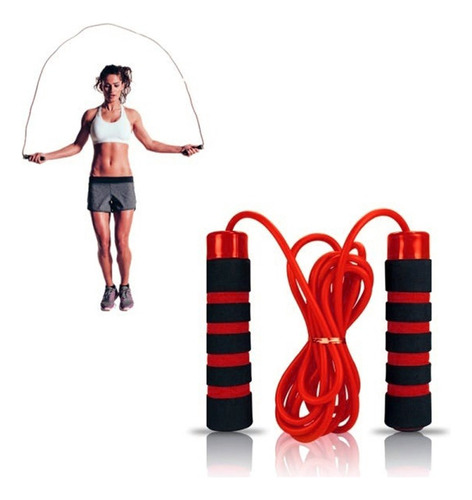 Corda De Pular Rolamento Treino Speed Academia Fit Vermelho