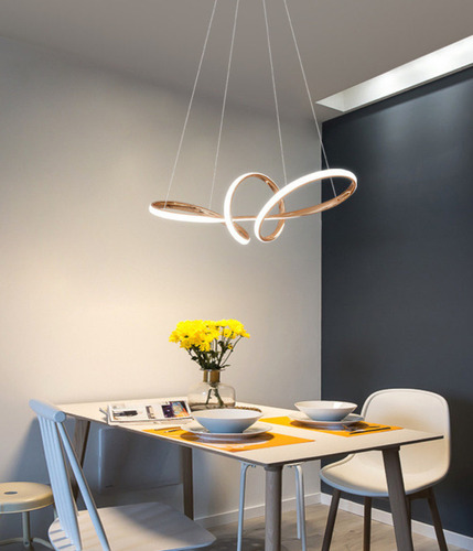 Luminária Pendente Lustre Led 3 em 1 Infinito Dourado Moderno Luxuoso INL118