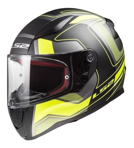 Capacete para moto  integral LS2 FF353  Rapid FF353  black e hi-vis yellow carreira tamanho M 