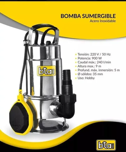 Bomba Bta Sumergible Desagote 240l/m 900w Agua Sucia C/boya