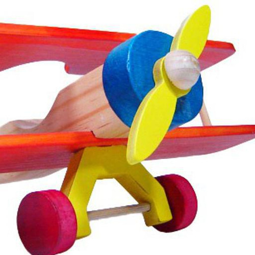 Avião Bi-plano Madeira Laranja Bohney