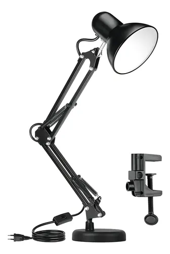 Luminária Mesa Abajur Quarto Articulável Com Garra E Base Cor Preto Acessórios Teodoro