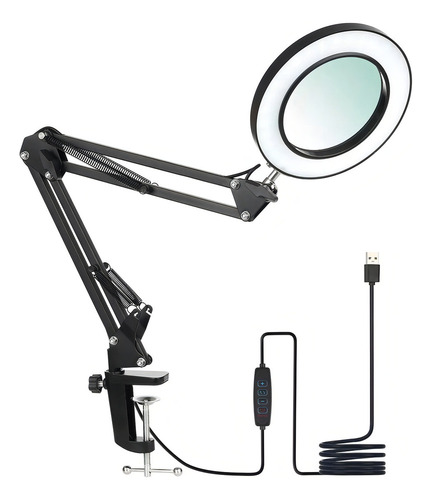 ** Lámpara Led De Escritorio Con Lupa De 10x Con Brazo