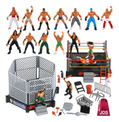 Jds Toy Store Mini Juego Lucha Libre 32 Piezas Con Figuras Y