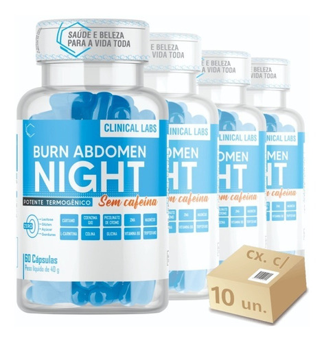 Combo 10x Burn Abdomen Night Emagrecedor Noturno - Revenda