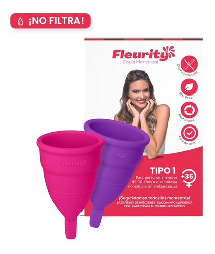 Imagen 1 de 3 de 2 Copas Menstruales Fleurity Que No Filtran - Tipo 1