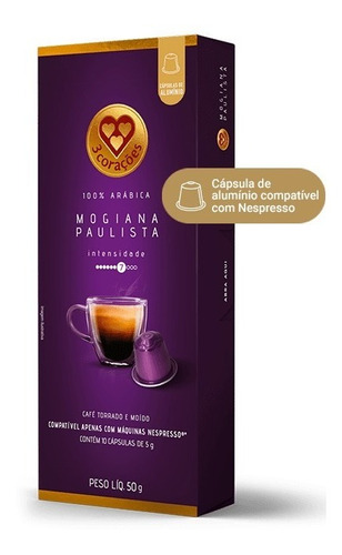 Cápsula Mogiana Paulista Comp Nespresso 3 Corações Tres 10un