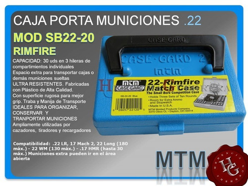 Imagen 2 de 7 de Caja Porta Municiones .22 Mtm Sb22-20 Rimfire Capacidad 30