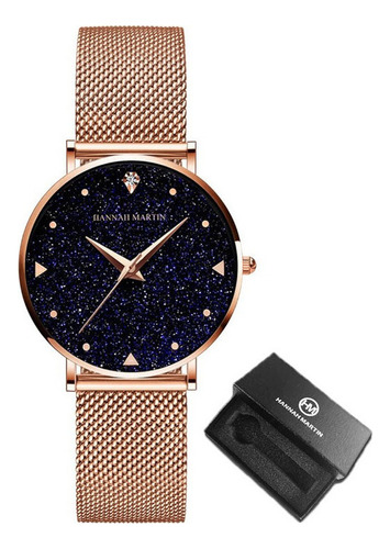 Relógios Hannah Martin Fashion Diamond Quartz Cor Do Fundo Black Rose